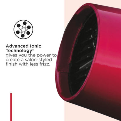 Revlon RVDR5191F Ionic Technology Ceramic Hair Dryer with Diffuser, Ionic, 3 Heat/2 Speed Settings, Powerful, Fast Drying, Less Frizz, Pink