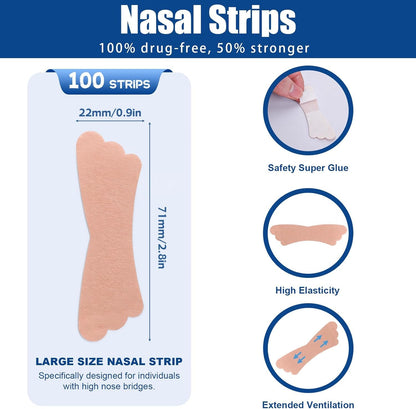 100Pcs Nasal Strips for Snoring, Extra Strength Nose Strips Breathing, Nose Tape for Sports and Sleep, Anti Snoring Strips Help Stop Snoring,Keep your nose open and comfortable - Available at All In One Marketplace Canada