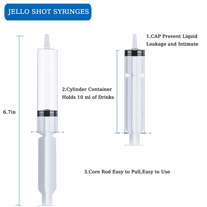 125 Pack Jello Syringes with Caps, 10ml Reusable Plastic Syringes for Party Desserts, Jelly, Pudding, Juice - BPA-Free Halloween Thanksgiving Christmas Birthday Supplies 🍁 All In One Marketplace Canada