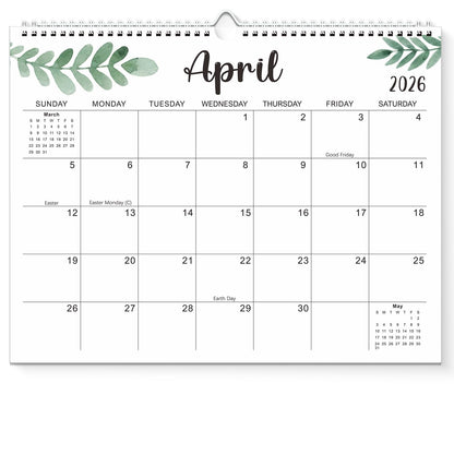 Wall Calendar 2026-2027, 15X12 inch Large Calendar Family Personl Organizer, 21 Months Runs from April 2026 through December 2027, Perfect for Organizing for Office Home (Leaf)