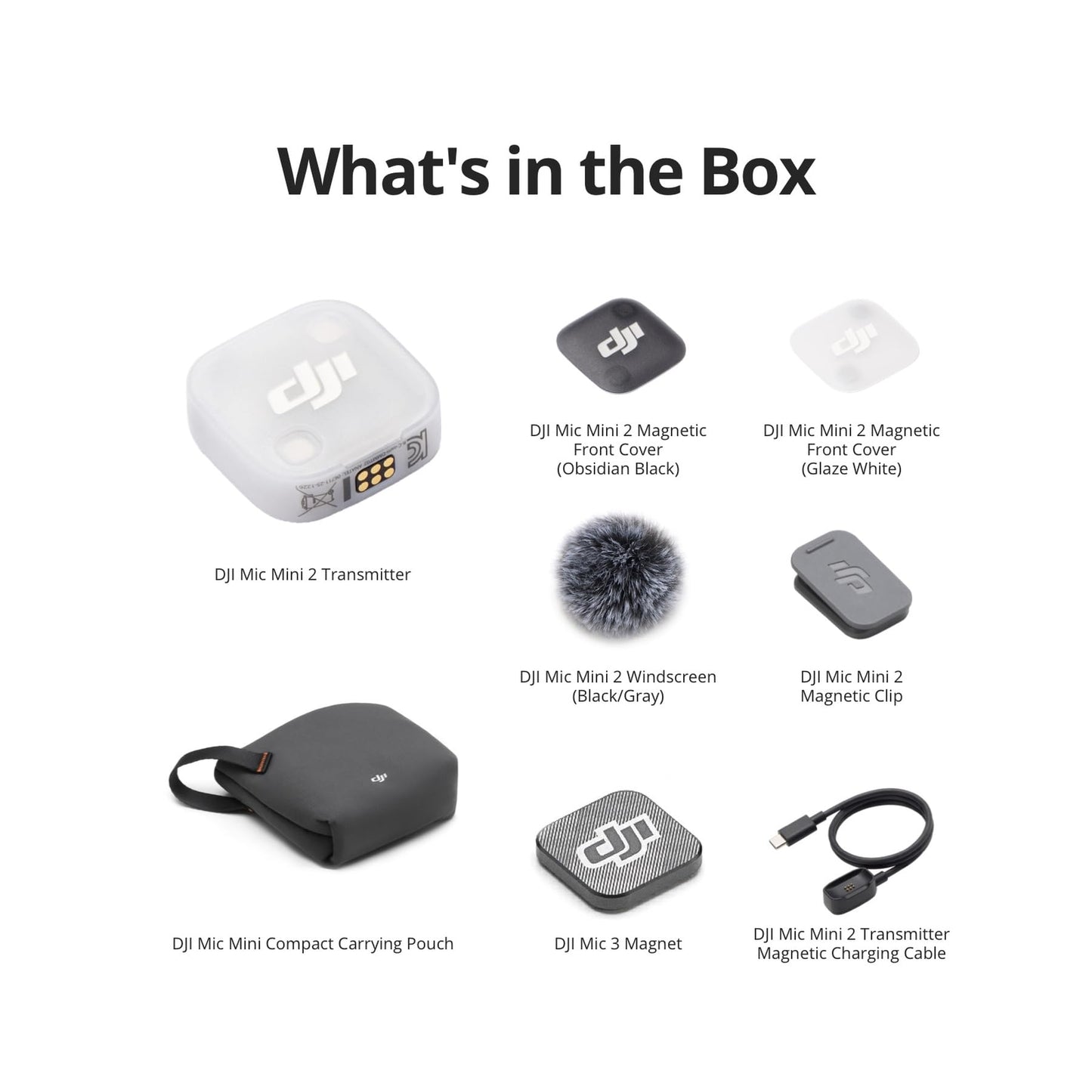 Transmetteur DJI Mic Mini 2, mini microphone sans fil, microphone de vlogging, microphone Bluetooth, ultra-léger, 8h d'autonomie, économie d'énergie, réduction du bruit, streaming