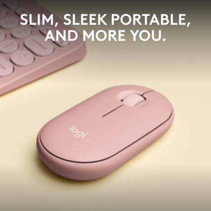 Logitech Pebble Mouse 2 M350s Slim Bluetooth Wireless Portable - Tonal Rose