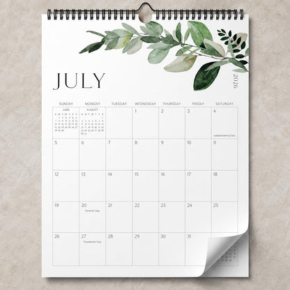 Aesthetic 2026-2027 Wall Calendar - Runs from January 2026 Until July 2027 - The Perfect Modern Greenery Calendar Planner for Easy Organizing