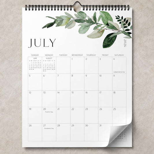 Aesthetic 2026-2027 Wall Calendar - Runs from January 2026 Until July 2027 - The Perfect Modern Greenery Calendar Planner for Easy Organizing