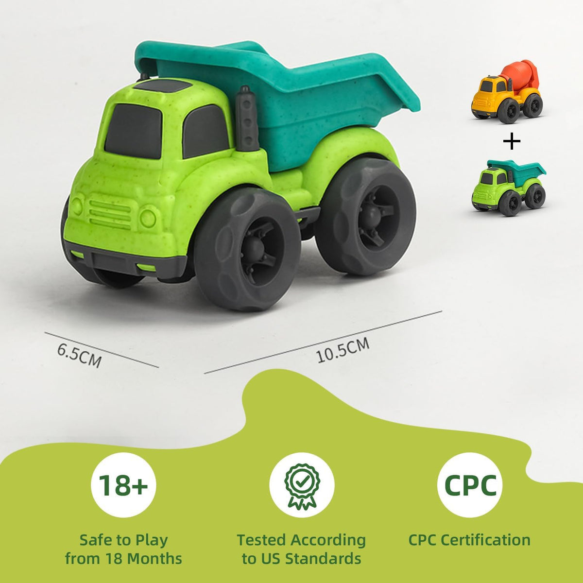 Aigitoy Toddler Car Toys - 2pcs Set Mixer, Dump Trucks Kids Toy for 2-6 🍁 All In One Marketplace Canada