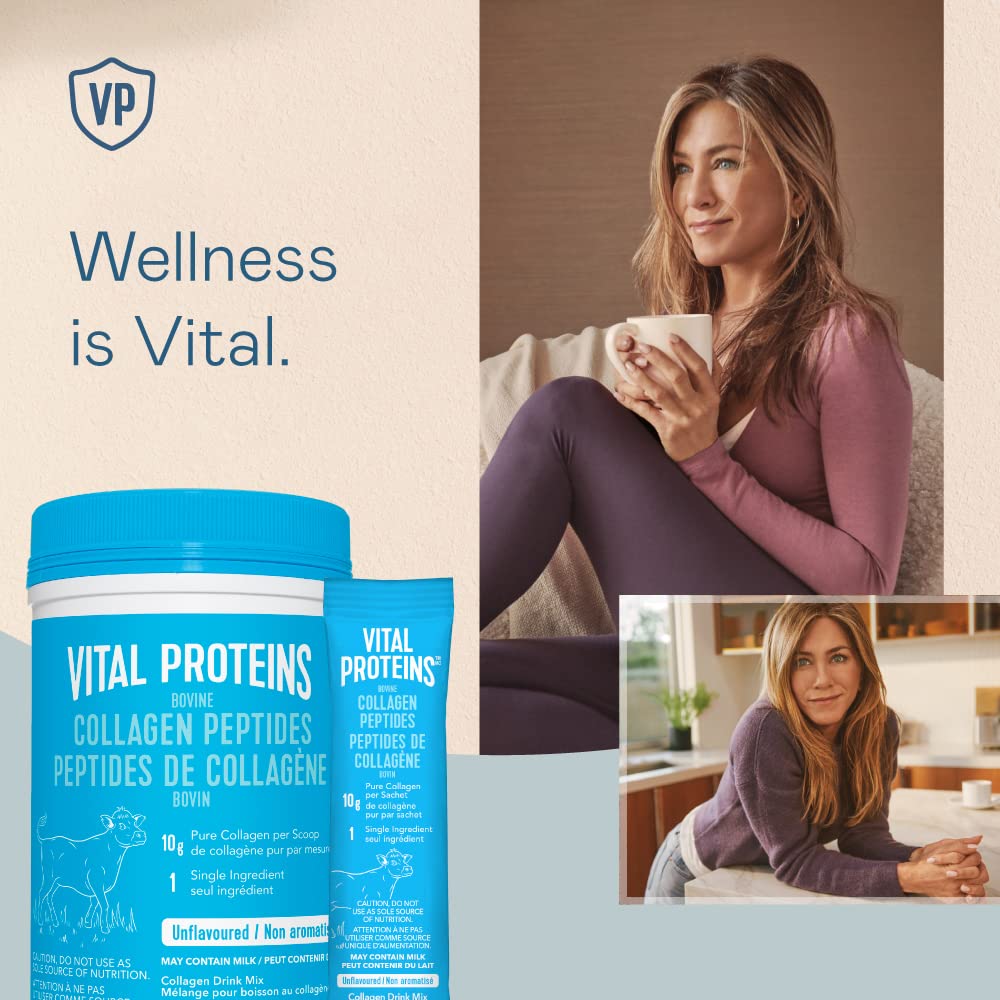 VITAL PROTEINS Bovine Collagen Peptides Powder, Single-serve Stick Packs, Unflavoured, Odourless, Gluten-free, No Added Sugar, Paleo-friendly, Non-GMO, No Artificial Flavours Or Colours, 200 g - Available at All In One Marketplace Canada