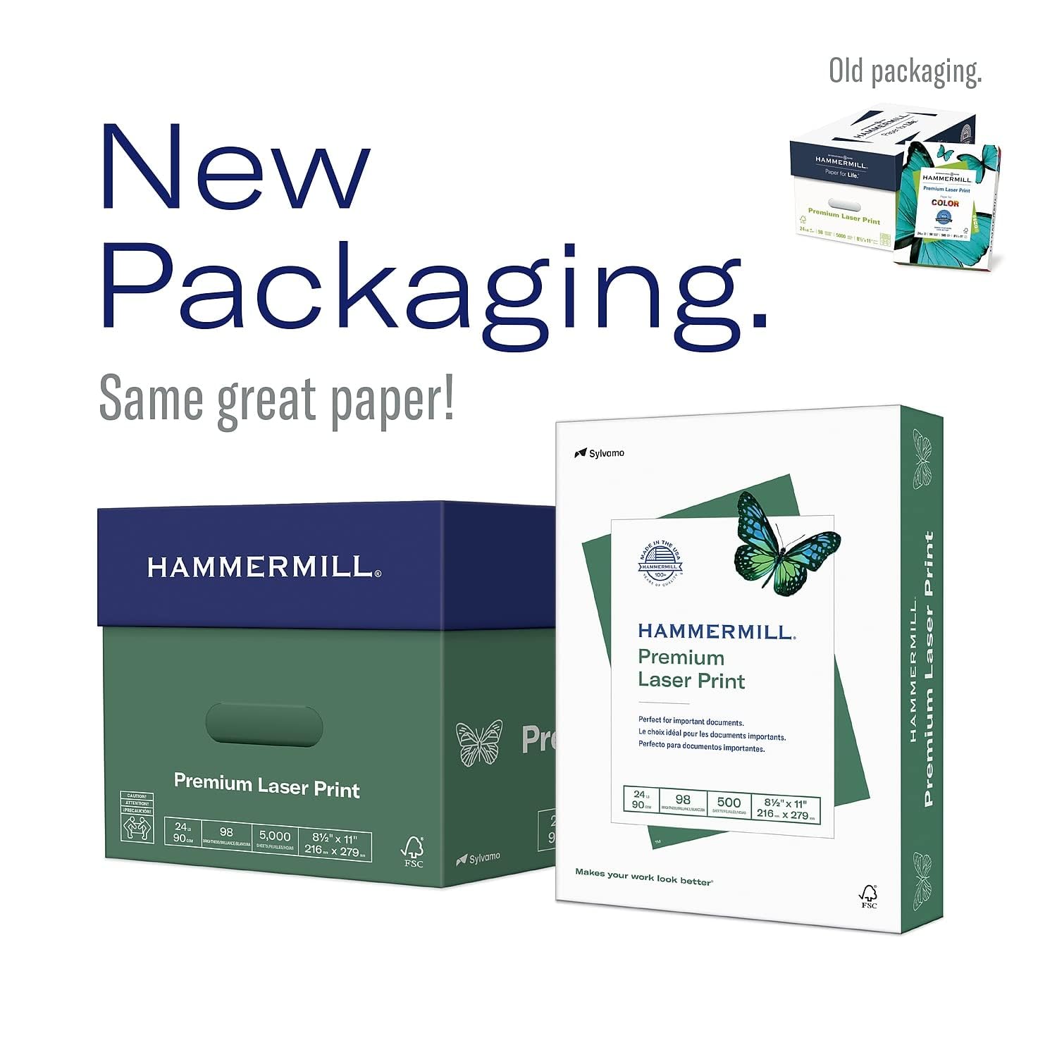 Hammermill Printer Paper, Laser Print Copy Paper, 32lb, 8.5 x 11, Letter, 98 Bright - 1 Pack / 500 Sheets (104646R) Hammermill