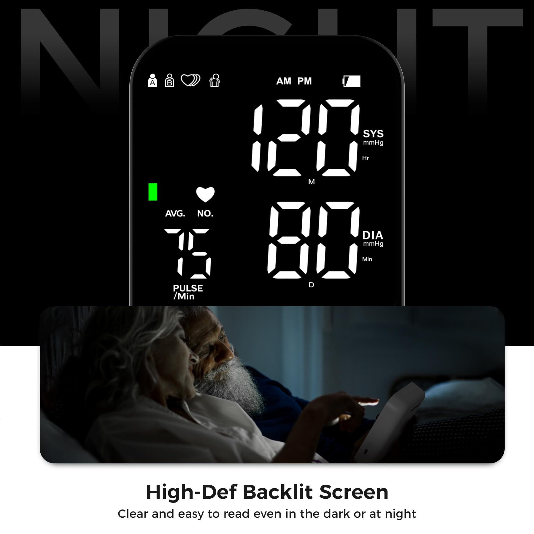 Blood Pressure Machine for Home Use Automatic Blood Pressure Monitor with 2x120 Reading Memory Adjustable Arm Cuff 8.7"-15.7" with Large LED Backlit Display Black - Available at All In One Marketplace Canada