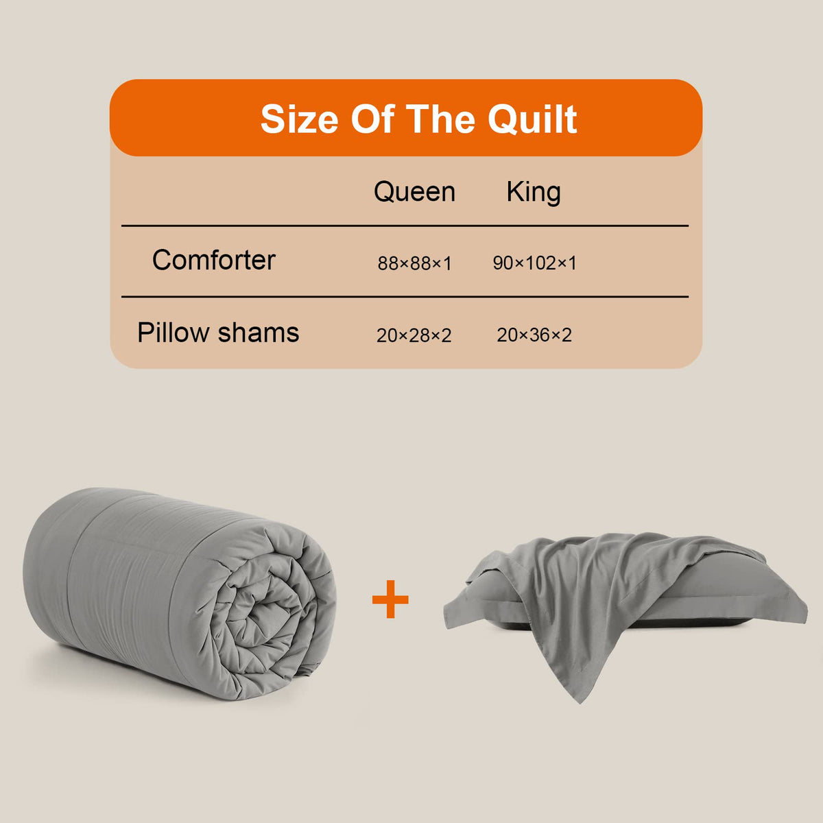 All Season Queen Comforter Set 3 PCs Soft Quilted Down Alternative Comforter+2 Pillow Shams with Corner Tabs,Winter Summer Warm Fluffy,Machine Washable (Light Grey, Queen 🍁 All In One Marketplace Canada