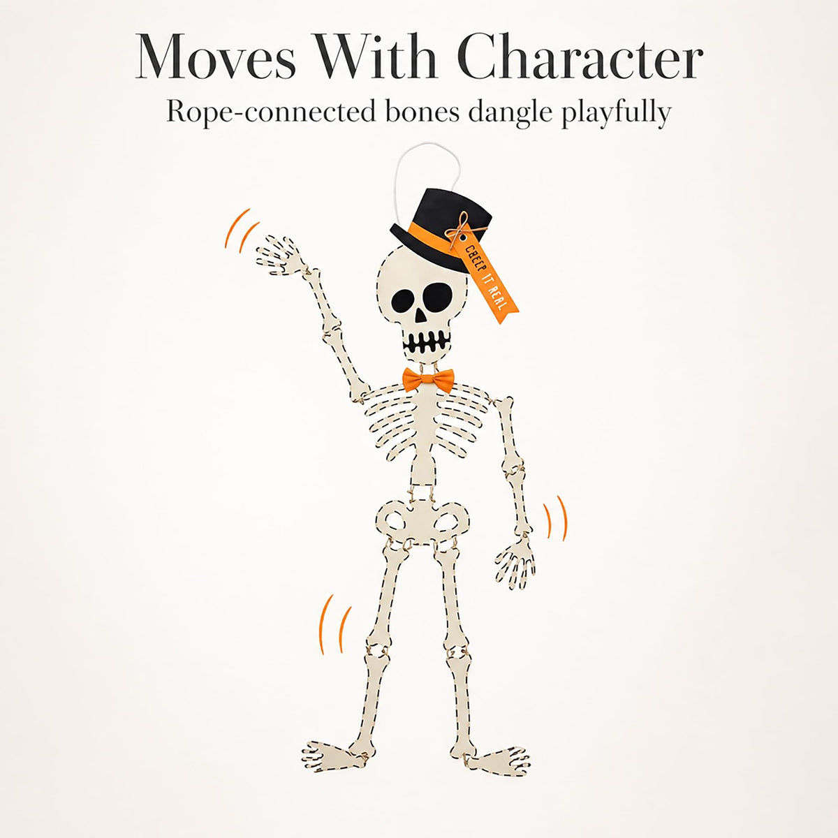 Mud Pie Skeleton Halloween Door Hanger, 65", White