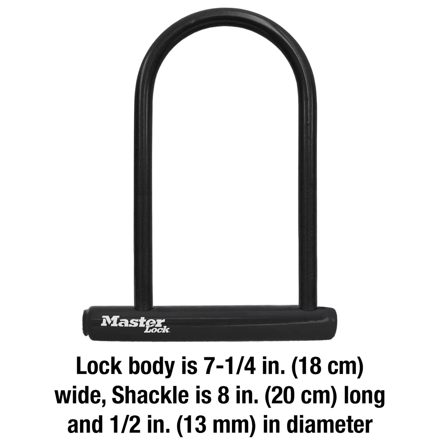 Master Lock Black Bike Lock with Key, Standard Size U-Lock for Bicycles and Other Outdoor Equipment, Anti-Theft Lock for Bikes, 8320D Master Lock
