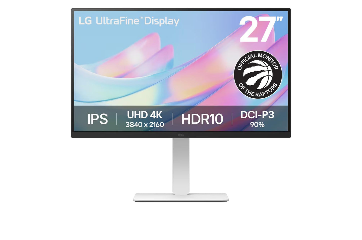 LG 27" 4K UHD Ultrafine™ Monitor (27US550-W), 3840 x 2160 IPS Display 5ms 60Hz HDR 10, Tilt/Height/Swivel/Pivot Adjustment DisplayPort, HDMI, White LG