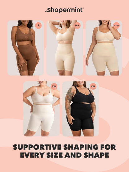 SHAPERMINT All Day Every Day High Waisted Shaper Shorts - Shapewear Women Tummy Control Underwear, Body Shaper for Women Nude