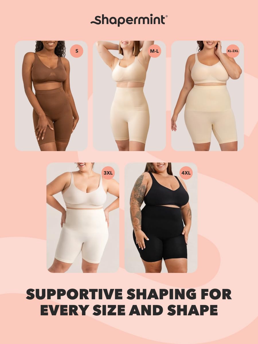 Shapermint High Waisted Body Shaper Shorts - Shapewear for Women Tummy Control Small to Plus-Size Nude Small