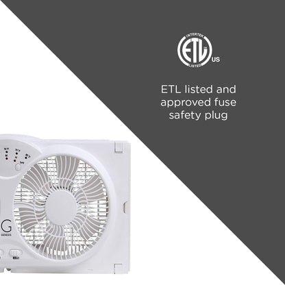 Genesis Twin Fan High Velocity Reversible AirFlow Fan, LED Indicator Lights Adjustable Thermostat & Max Cool Technology, ETL Certified, White (A1WINDOWFAN) Genesis