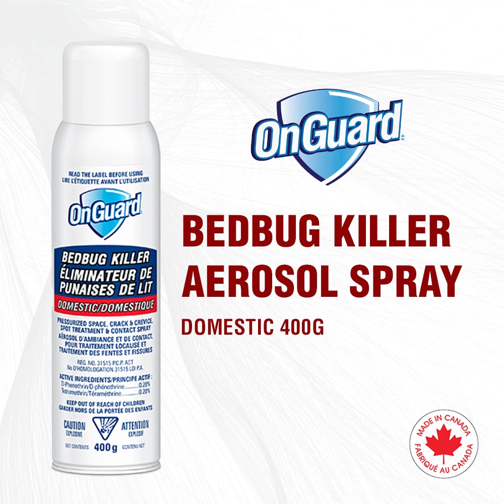 OnGuard Bedbug Killer Aerosol Spray Can 400g | Bed Bug, Flea and Tick Killer | Pressurized Space, Crack and Crevice, Spot Treatment and Contact Spray | Ready to Use - Available at All In One Marketplace Canada