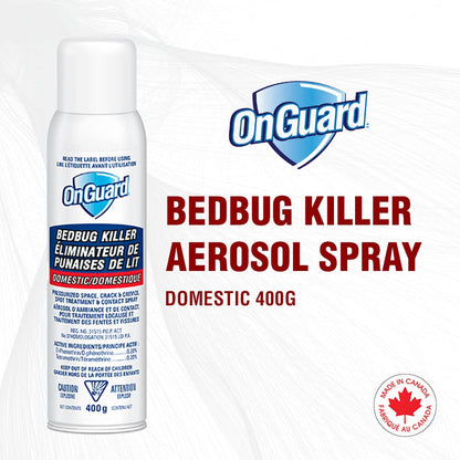 OnGuard Bedbug Killer Aerosol Spray Can 400g | Bed Bug, Flea and Tick Killer | Pressurized Space, Crack and Crevice, Spot Treatment and Contact Spray | Ready to Use - Available at All In One Marketplace Canada
