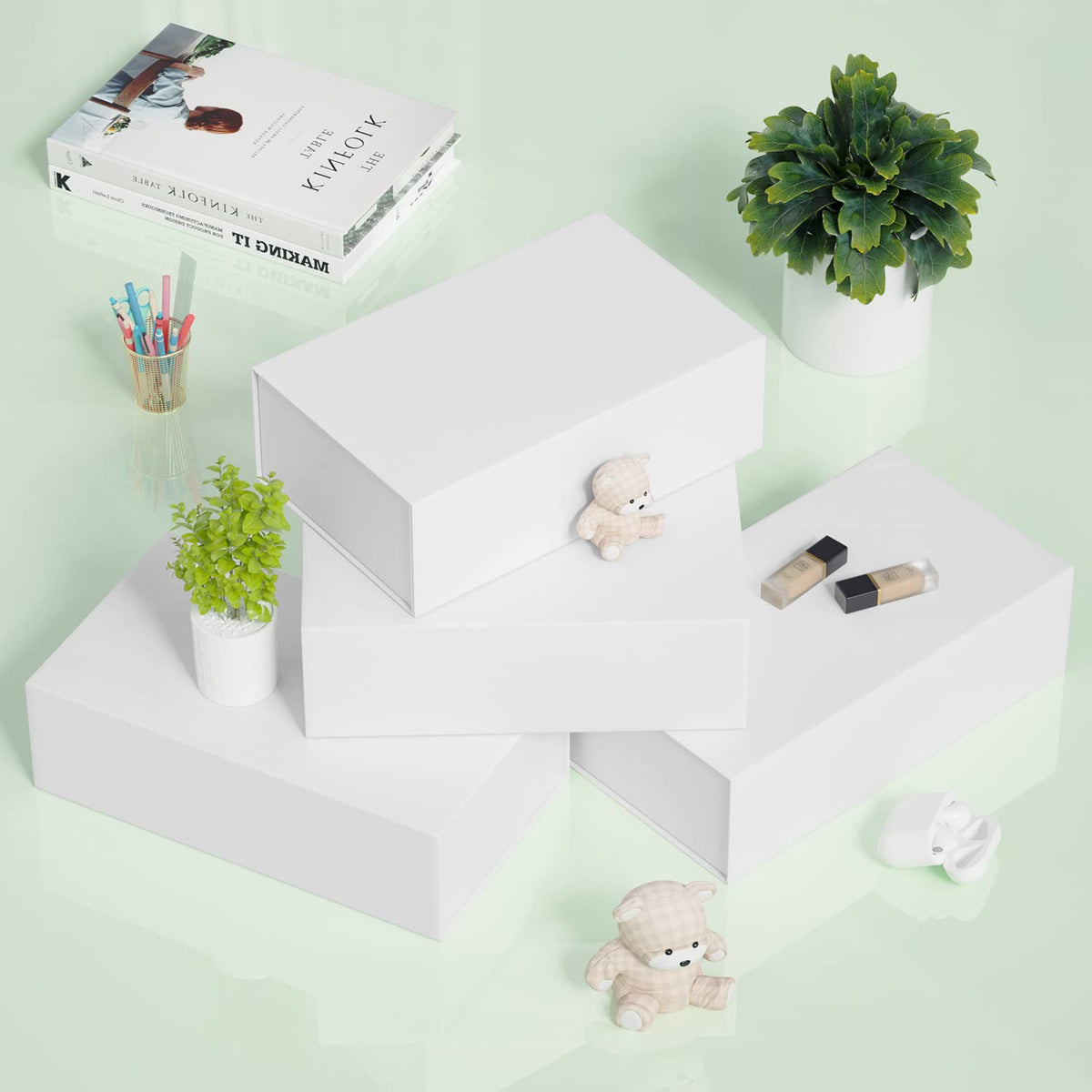 RYDDOY 9.5x6x3'' Gift Box, 5 Pack White Gift Boxes with Lids for Presents 🍁 All In One Marketplace Canada