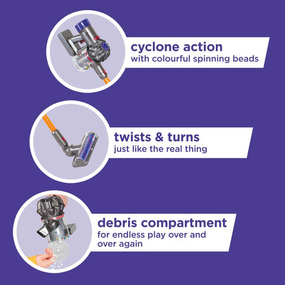 Casdon Dyson Cordless Vacuum Interactive & Officially Licensed Toy Dyson Vacuum for Children Aged 3+ Realistic Role-Play Fun, Purple Casdon