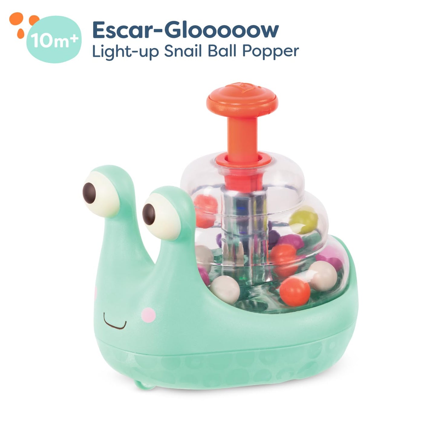 B. toys – Light Up Snail Ball PopperBaby Toy with Glowing Effects & Easy– Grip Handle – Interactive Educational Toy for Motor Skills Development – Colorful Baby Toys for 10+ Months B. toys