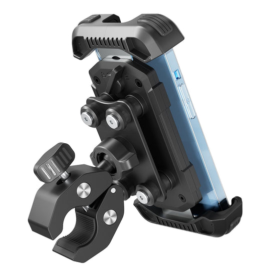 Tounee Bike Phone Mount Holder with Dual Vibration Dampener - Quick Release Handlebar Clip for Bicycle/Cycling, Upgraded Anti-Shock Design Fits iPhone 16/15/14 Pro Max & 4.7-6.7" Phones (Black)