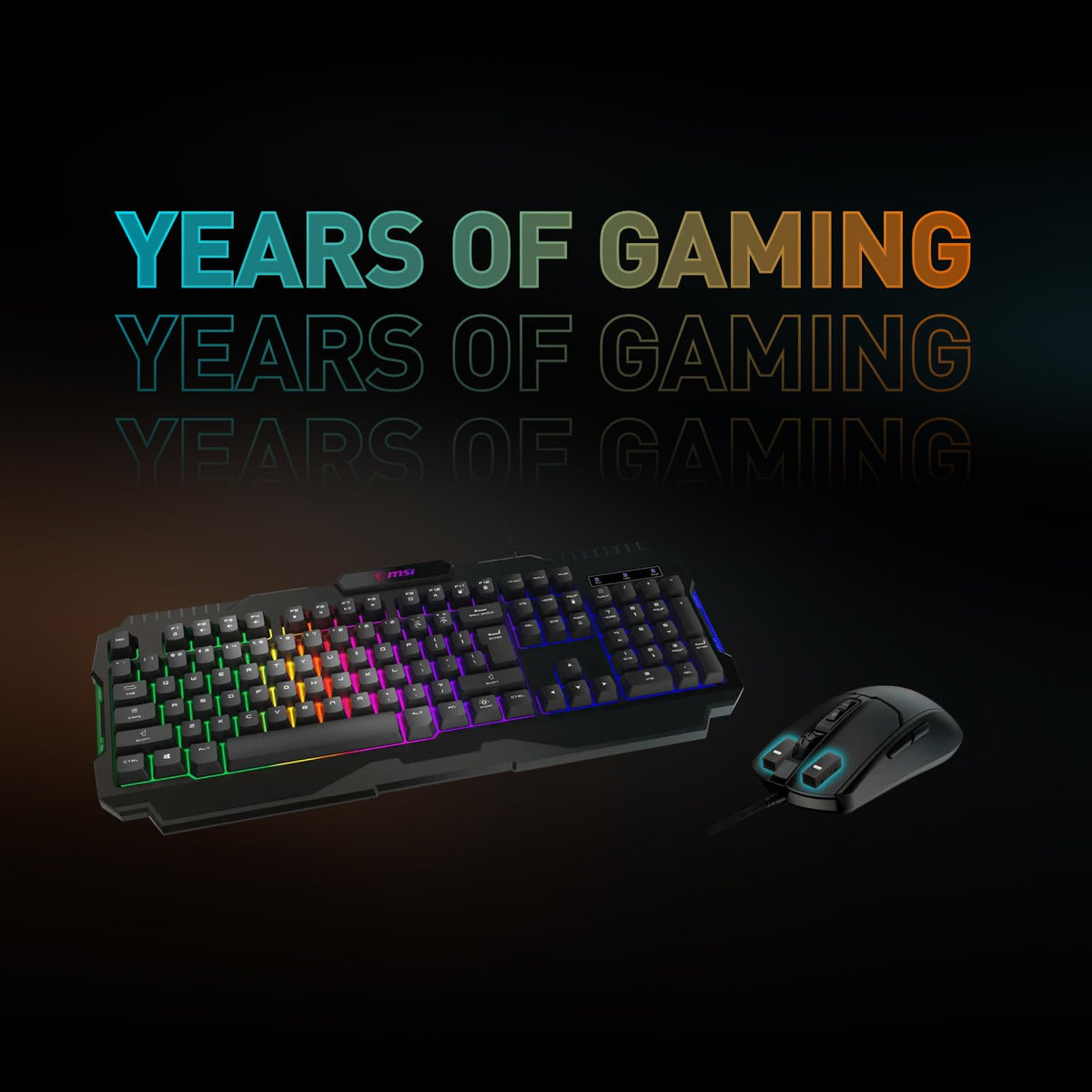 MSI Forge GK100 Combo – Gaming RGB Keyboard & Mouse Set, 19-Key Anti-Ghosting, 6400 DPI Optical Sensor, 10 Million Actuation Rated, Hotkeys for Rapid Control