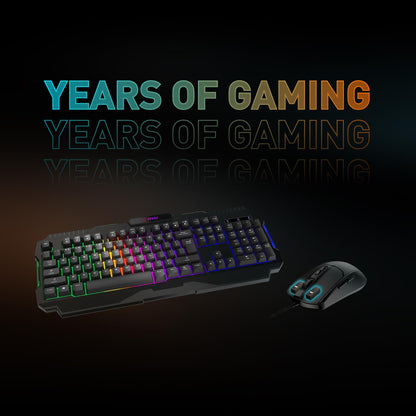 MSI Forge GK100 Combo – Gaming RGB Keyboard & Mouse Set, 19-Key Anti-Ghosting, 6400 DPI Optical Sensor, 10 Million Actuation Rated, Hotkeys for Rapid Control