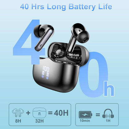 Wireless Earbuds, 2026 New Bluetooth Ear Buds 5.4 Mini HiFi Stereo with 4 ENC Noise Cancelling Mics Wireless Headphones, in Ear Earphones 40H IP7 Waterproof, USB C, Bluetooth Earbuds for Sports, Gym