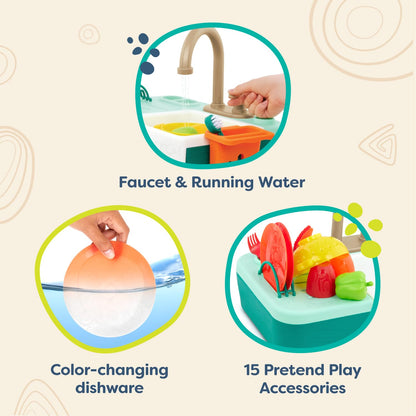 B. toys Play Sink, Splash-n-Scrub Sink with Running Water Faucet B. toys