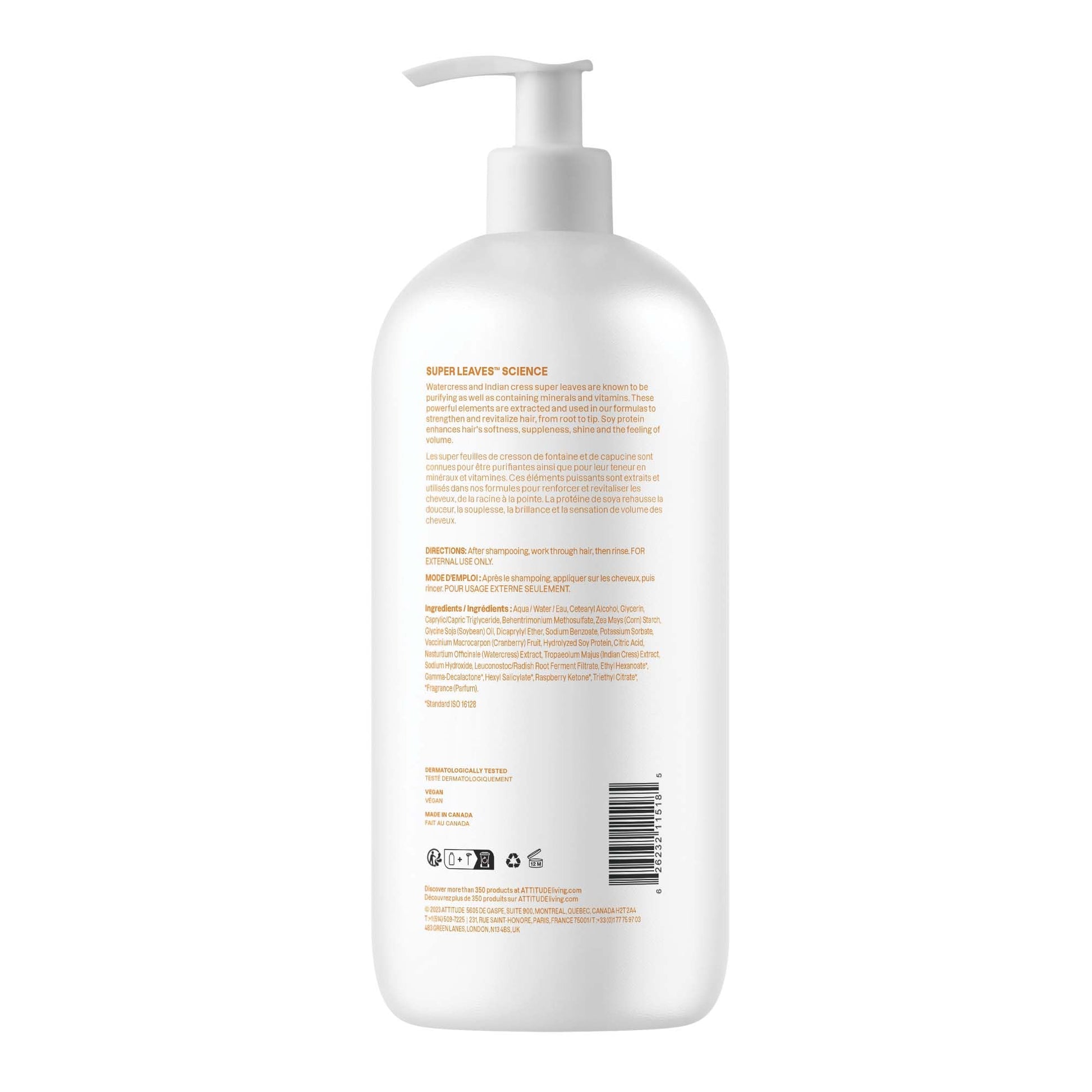 ATTITUDE Volume and Shine Hair Conditioner, Made in Canda, For Thin Hair, Naturally Derived Ingredients, Vegan Detangler, Dermatologically Tested, Soy Protein & Cranberries, 946 mL