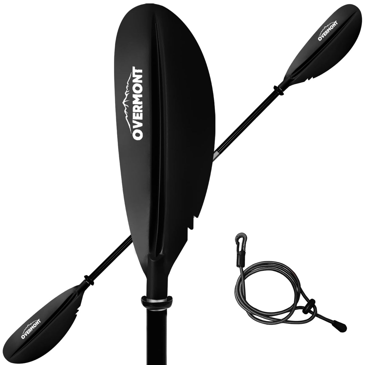 Overmont Kayak Paddle with Leash, 90.5 in/230 cm 2-Piece Aluminum Shaft