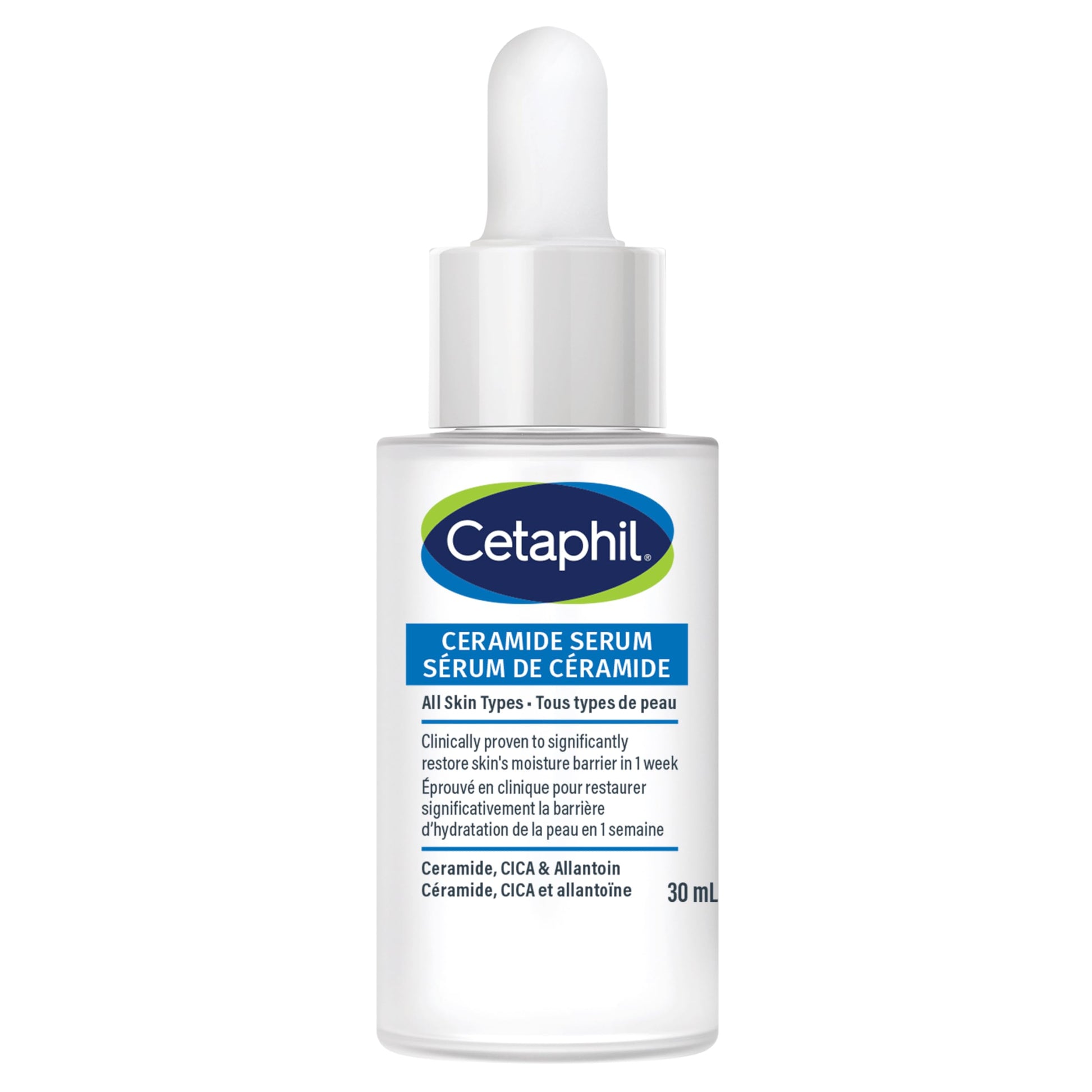 Cetaphil Ceramide Serum, Hydrating Face Serum for Skin Barrier Repair, Pore Treatment, 48Hr Hydration with Ceramide, Cica & Allantoin, Dermatologist Recommended, 1oz - Available at All In One Marketplace Canada