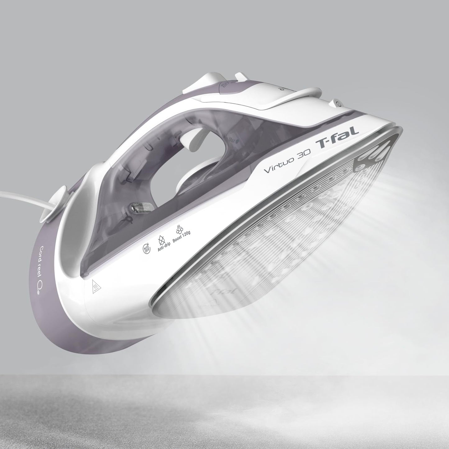 T-Fal Virtuo Steam Iron for Clothes with Retractable Cord, Portable Iron and Steamer for Clothes, Ceramic Nonstick Soleplate, 1500 Watts, Anti-Drip, Auto-Off, Scratch Resistant, Grey - Available at All In One Marketplace Canada