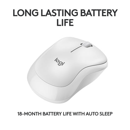 Logitech M240 Silent Bluetooth Mouse, Wireless, Compact, Portable, Smooth Tracking, 18-Month Battery, for Windows, macOS, ChromeOS, Compatible with PC, Mac, Laptop, Tablets - Off White