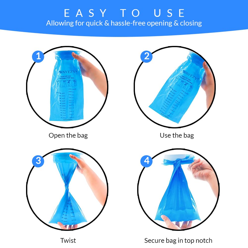 Vomit Bags Disposable 25 Pack (1000ml) – Medical Grade Emesis Bags for Travel, Motion Sickness, Morning Sickness & Nausea – Leak-Proof, Odor-Blocking, Portable Throw Up Bag - Available at All In One Marketplace Canada