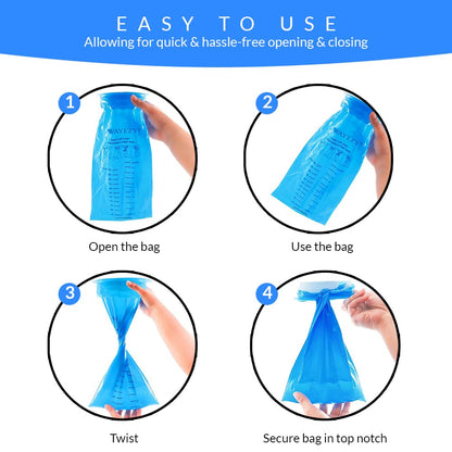 Vomit Bags Disposable 25 Pack (1000ml) – Medical Grade Emesis Bags for Travel, Motion Sickness, Morning Sickness & Nausea – Leak-Proof, Odor-Blocking, Portable Throw Up Bag - Available at All In One Marketplace Canada