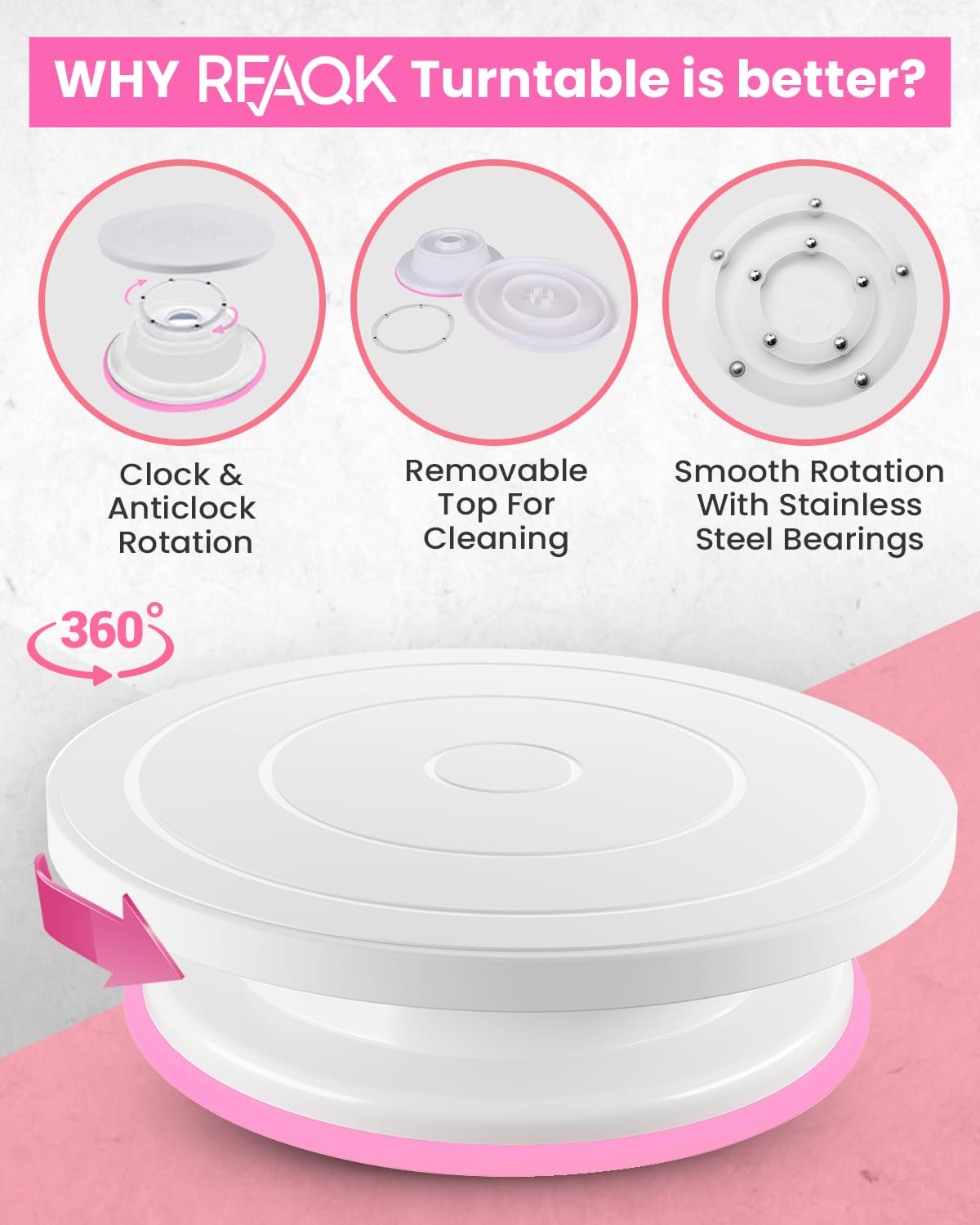 RFAQK 200 PCs Cake Decorating Kit with Cake Turntable-48 Numbered Easy to use Icing Tips-7 Korean Tips with Booklet & E.Book-Straight & Offset Spatula-Cake Leveler & Other Baking Supplies 🍁 All In One Marketplace Canada