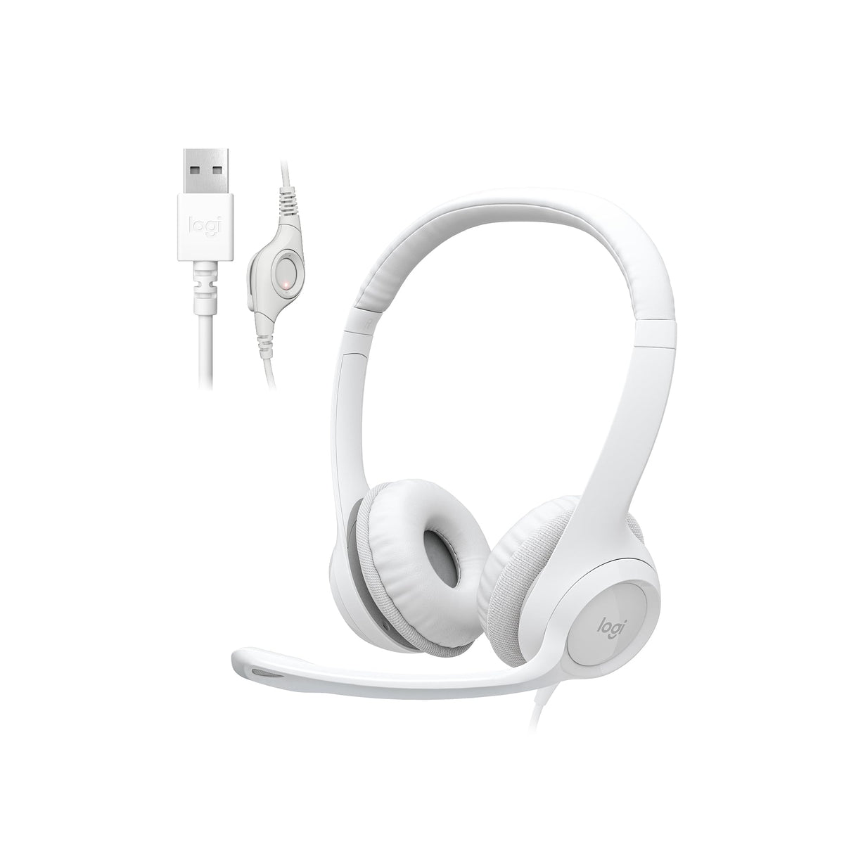Logitech H390 Wired Headset PC/Laptop Stereo Headphones, USB-A, Off-White