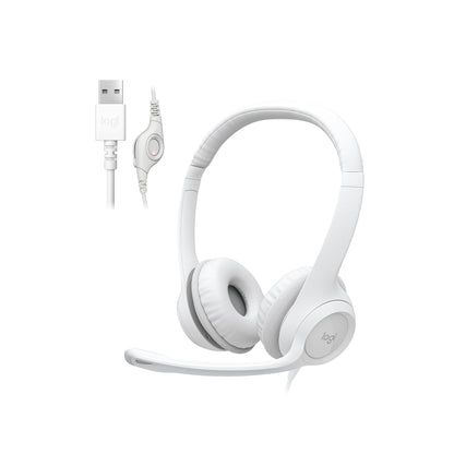 Logitech H390 Wired Headset PC/Laptop Stereo Headphones, USB-A, Off-White