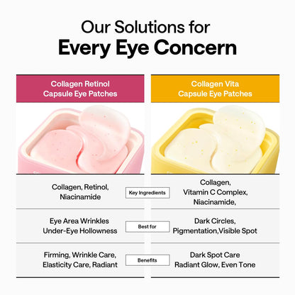 MEDIHEAL Collagen Vita Capsule Eye Patch – Korean Eye Mask for Dark Circles & Dark Spots, Vitamin C Hydrogel Under Eye Patches That Visibly Brighten, Plump & Even Skin Tone, 60 Count