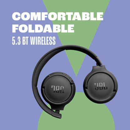 Casque supra-auriculaire sans fil JBL Tune 520BT – Jusqu'à 57h d'autonomie et charge rapide, léger, confortable et pliable, appels mains-libres avec Voice Aware (blanc)