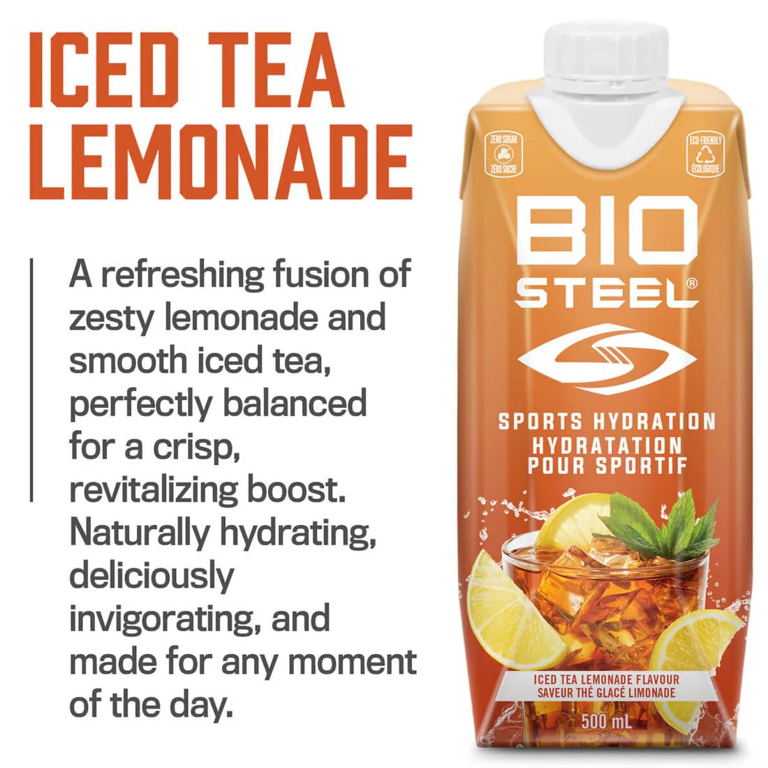 BioSteel Electrolyte Sports Drink, Iced Tea Lemonade, 12-Pack, Zero Sugar