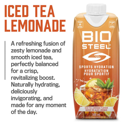 BioSteel Electrolyte Sports Drink, Iced Tea Lemonade, 12-Pack, Zero Sugar