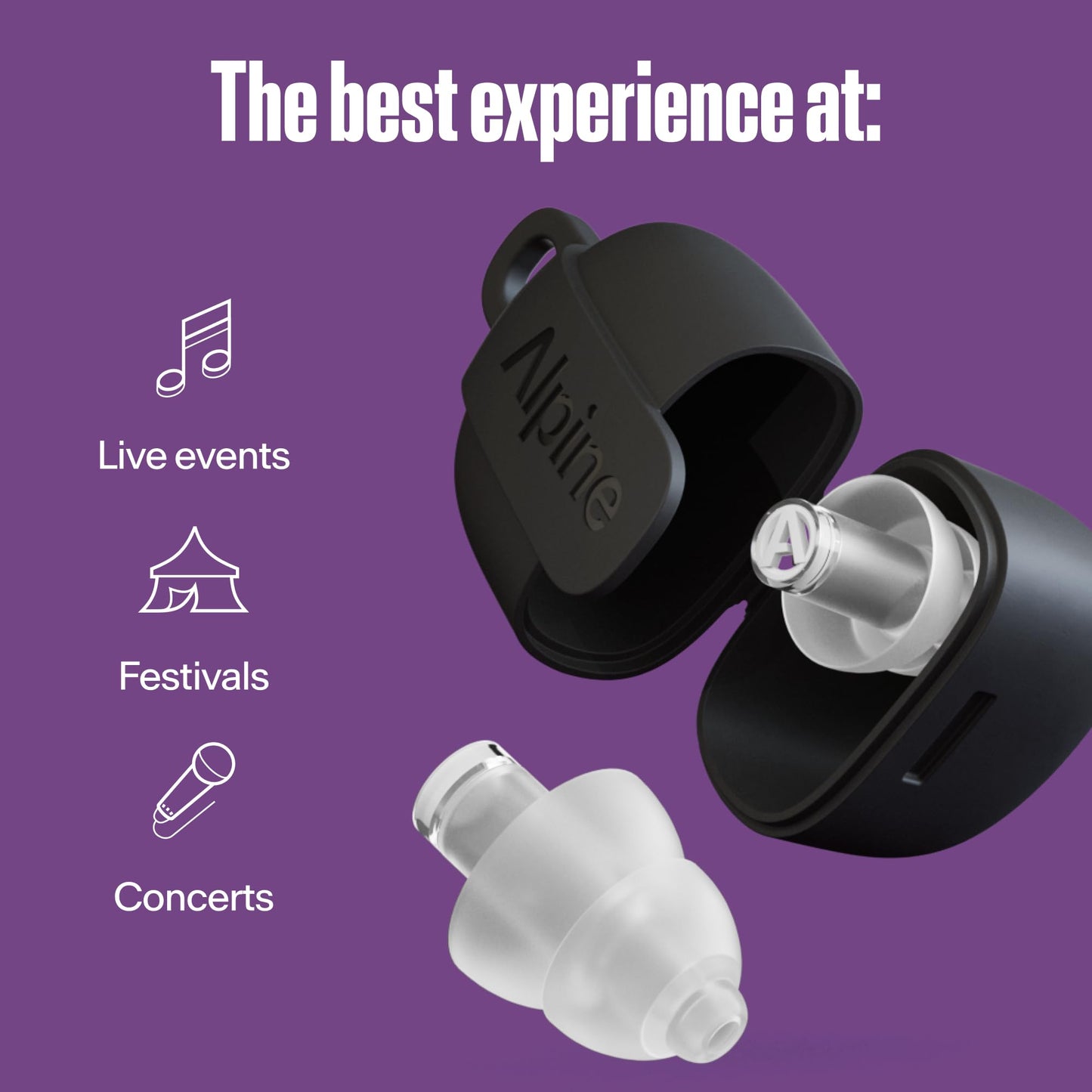 Alpine PartyPlug Concert Ear Plugs - Noise Reduction Ear Plugs for Party, Concert, Festival and Music - Reusable Earplugs (Pro Transparent (Multisize)) Alpine