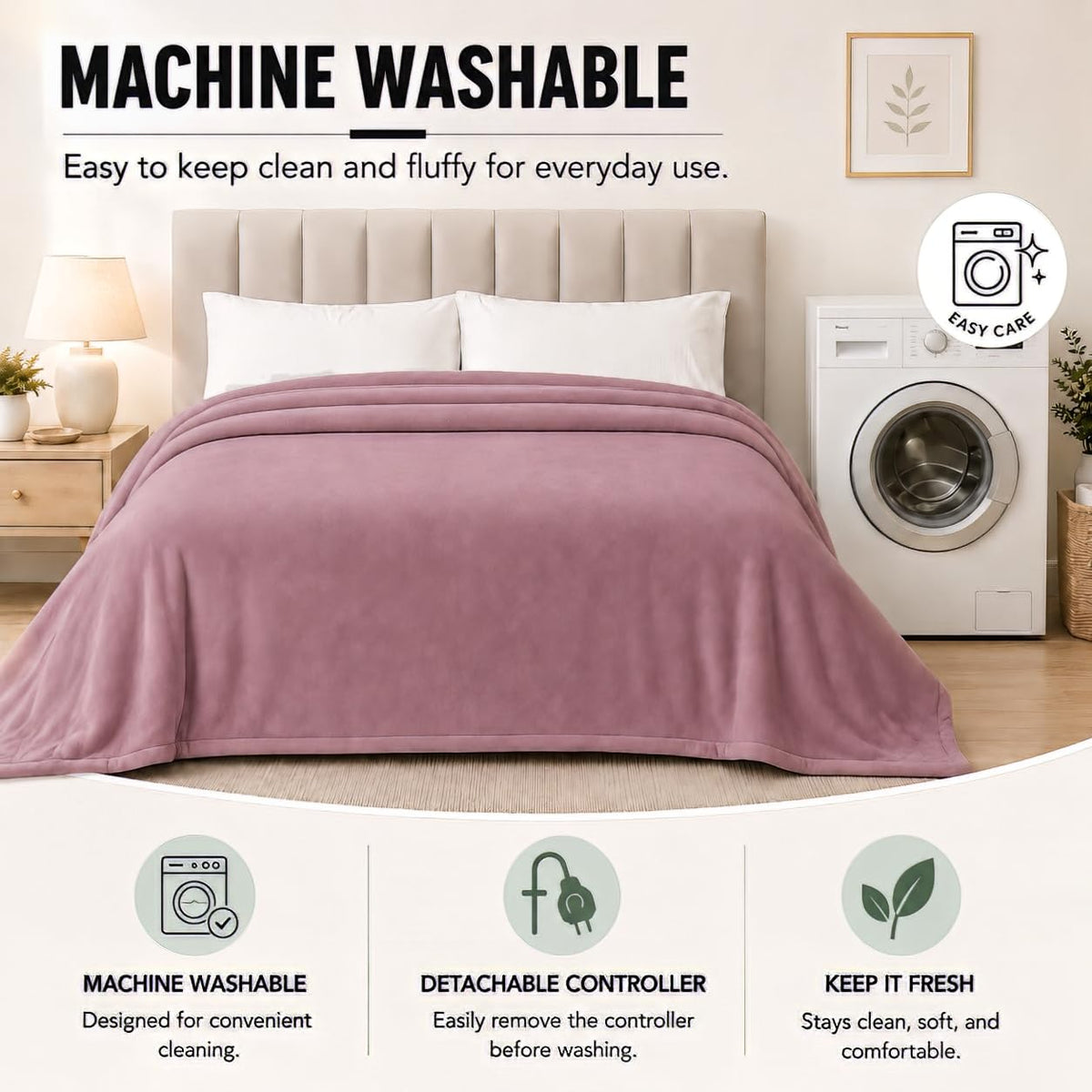 Electric Heated Blanket,Twin 62x84in,Berry,Flannel&Sherpa,Gift Ideas 🍁 All In One Marketplace Canada