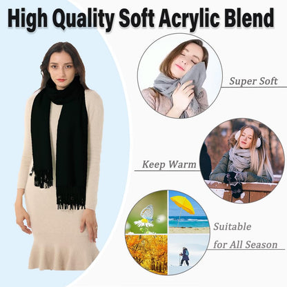 Women's Scarf Pashmina Shawls and Wraps 79x28 Acrylic Blend Camel 🍁 All In One Marketplace Canada