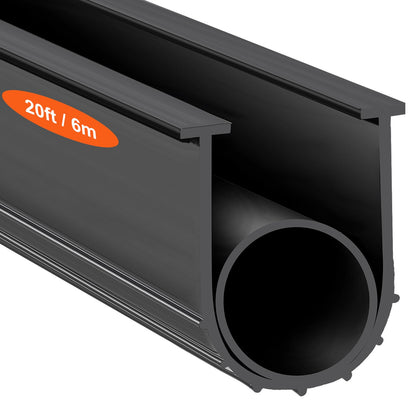 VEVOR Garage Door Seals Bottom Rubber, U Shape +O Ring Combination Garage Door Bottom Weather Seal, 20ft Weatherproofing Garage Door Seal, 5/16 inch T-ends and 3 3/4 inch Width, for Doors, Black VEVOR