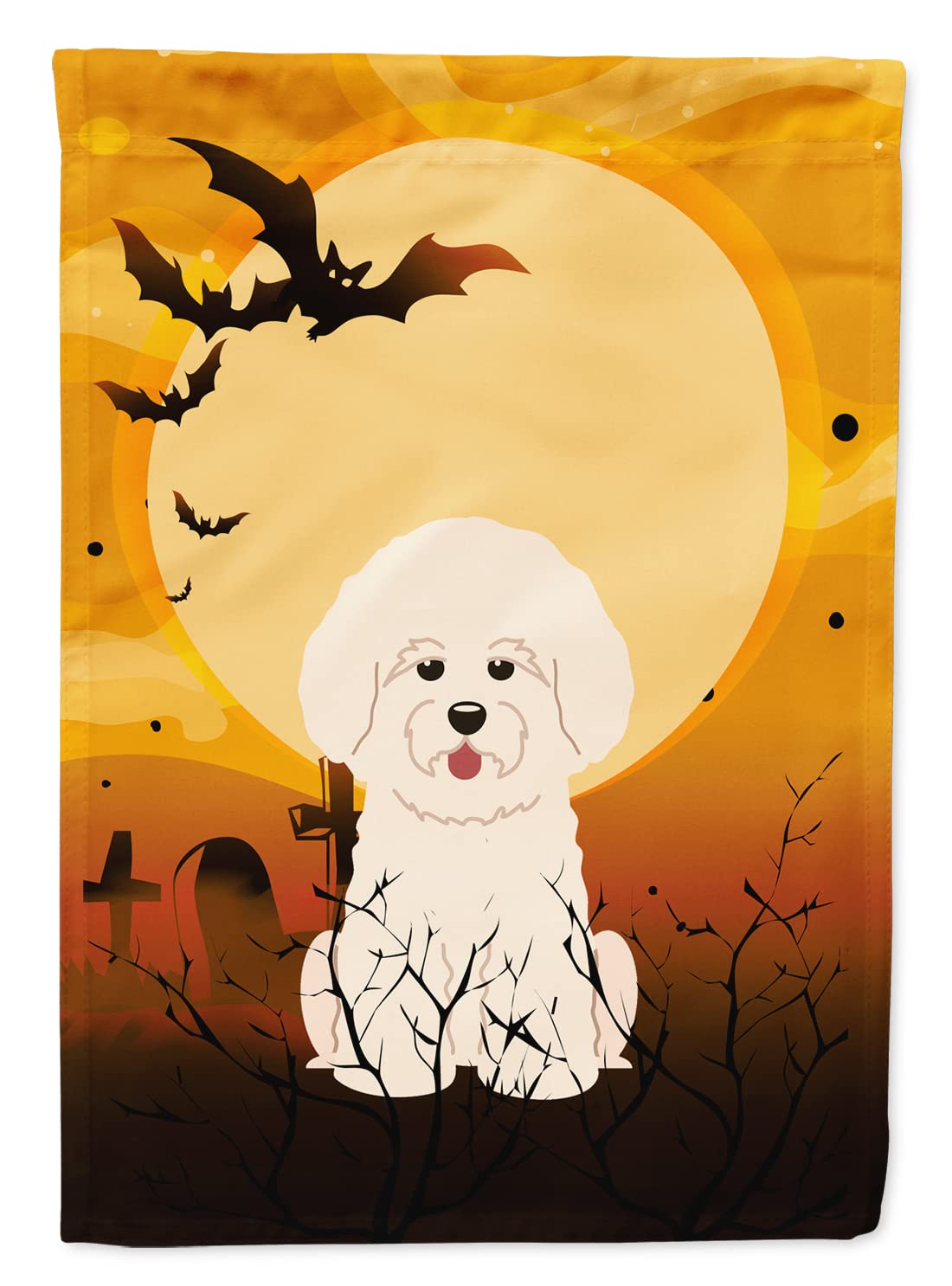 Caroline's Treasures BB4341CHF Halloween Bichon Frise Flag Canvas House Size, Large, Multicolor