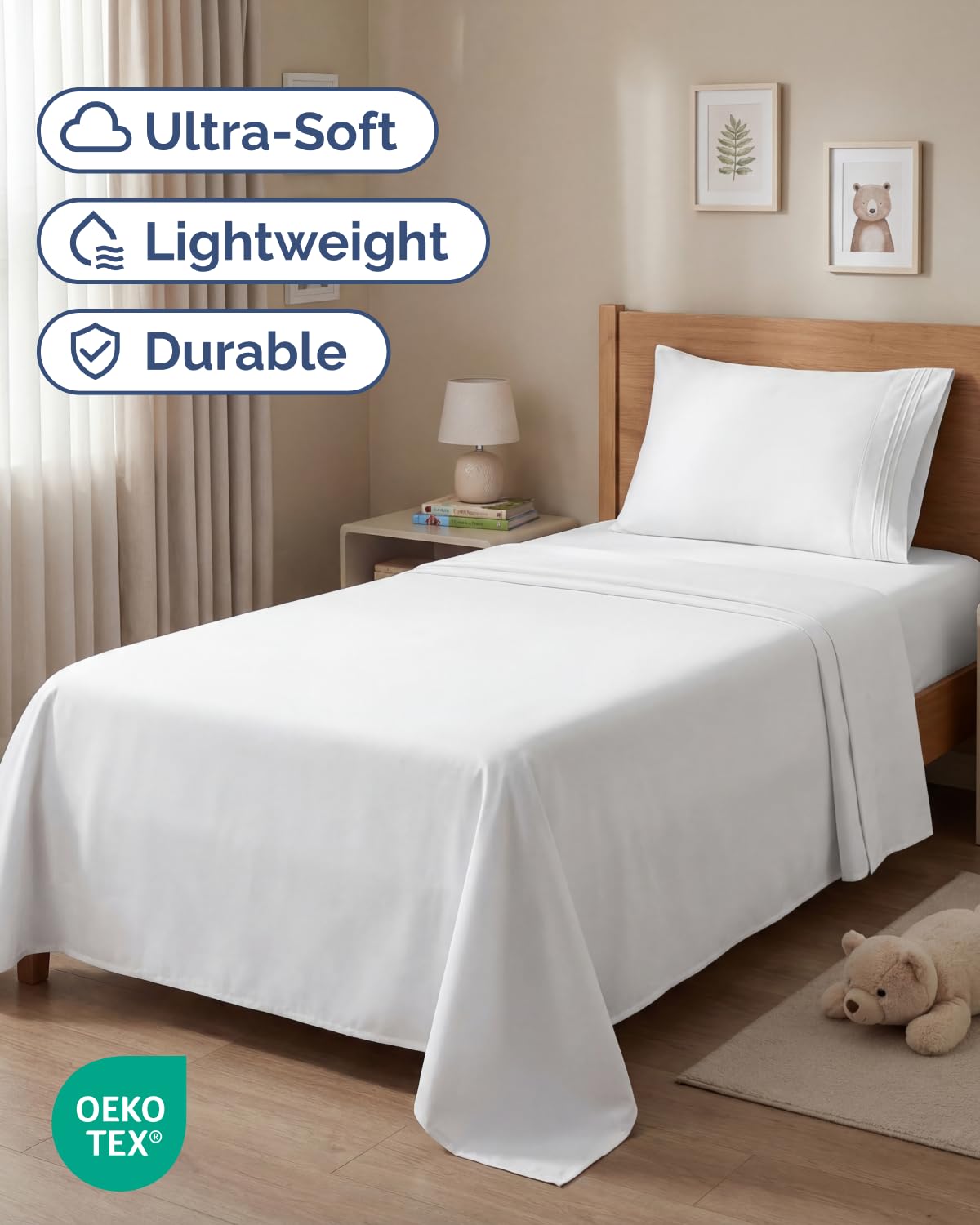 Twin Size Sheet Set - 3 Piece Set - Hotel Luxury Bed Sheets - Extra Soft - Deep Pockets - Easy Fit - Breathable & Cooling Sheets - Wrinkle Free - Comfy - White Bed Sheets – Twins Sheets - 3 PC