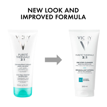 Vichy Gentle Facial Cleanser and Makeup Remover, Purete Thermal 3-in-1 Face Cleanser for Sensitive Skin, Hypoallergenic, Dermatologist Recommended, Paraben-Free, 200mL - Available at All In One Marketplace Canada